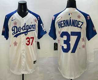 Men%27s Los Angeles Dodgers #37 Teoscar Hernandez White Royal 2025 Tokyo Series Limited Stitched Jersey->los angeles dodgers->MLB Jersey
